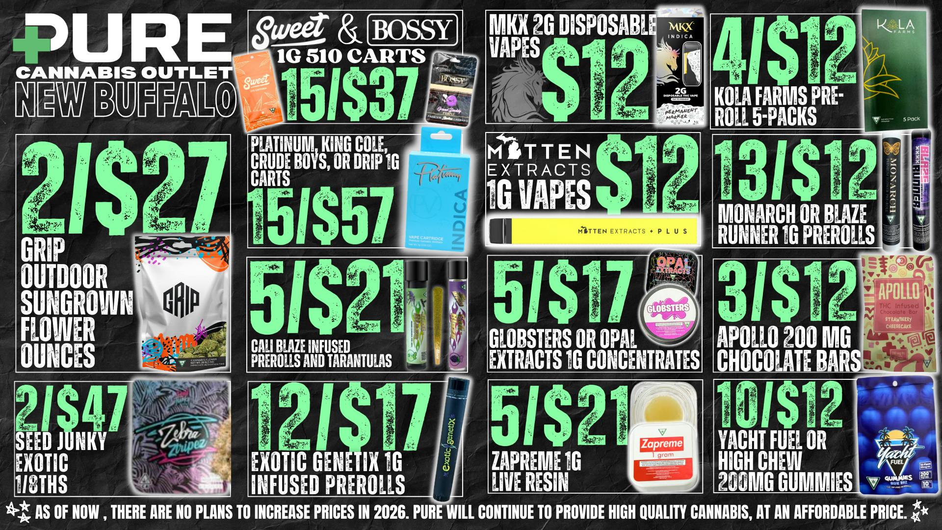 Pure Cannabis Outlet - New Buffalo 🎉 2/$27 OUTDOOR SUNGROWN OUNCES 🎉