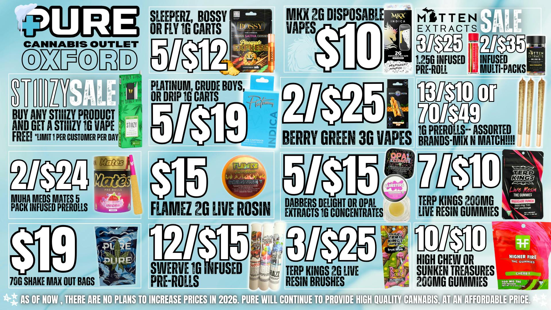 Pure Cannabis Outlet 🧊5/$12 SLEEPERZ, BOSSY, OR FLY 1G CARTS🧊