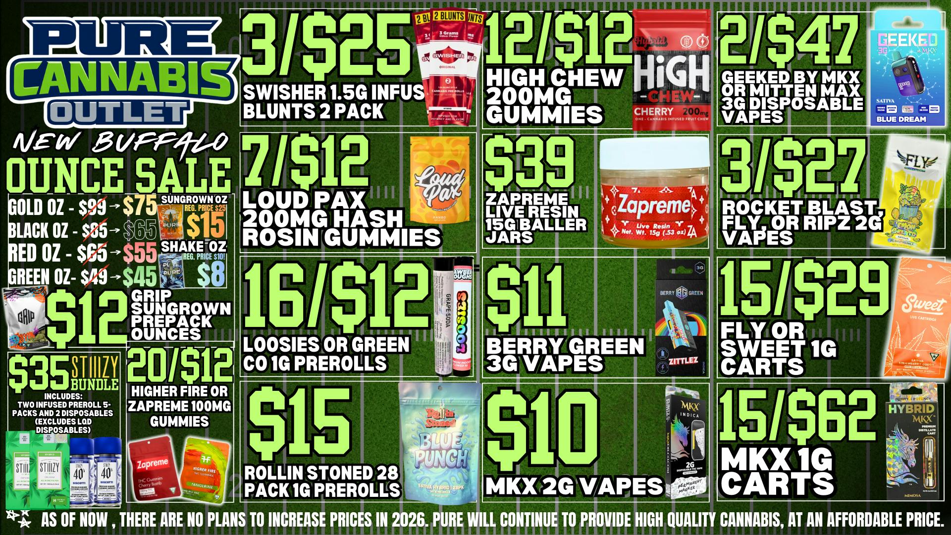 Pure Cannabis Outlet - New Buffalo 🏈 NO ADDITIONAL 24% TAX 🏈