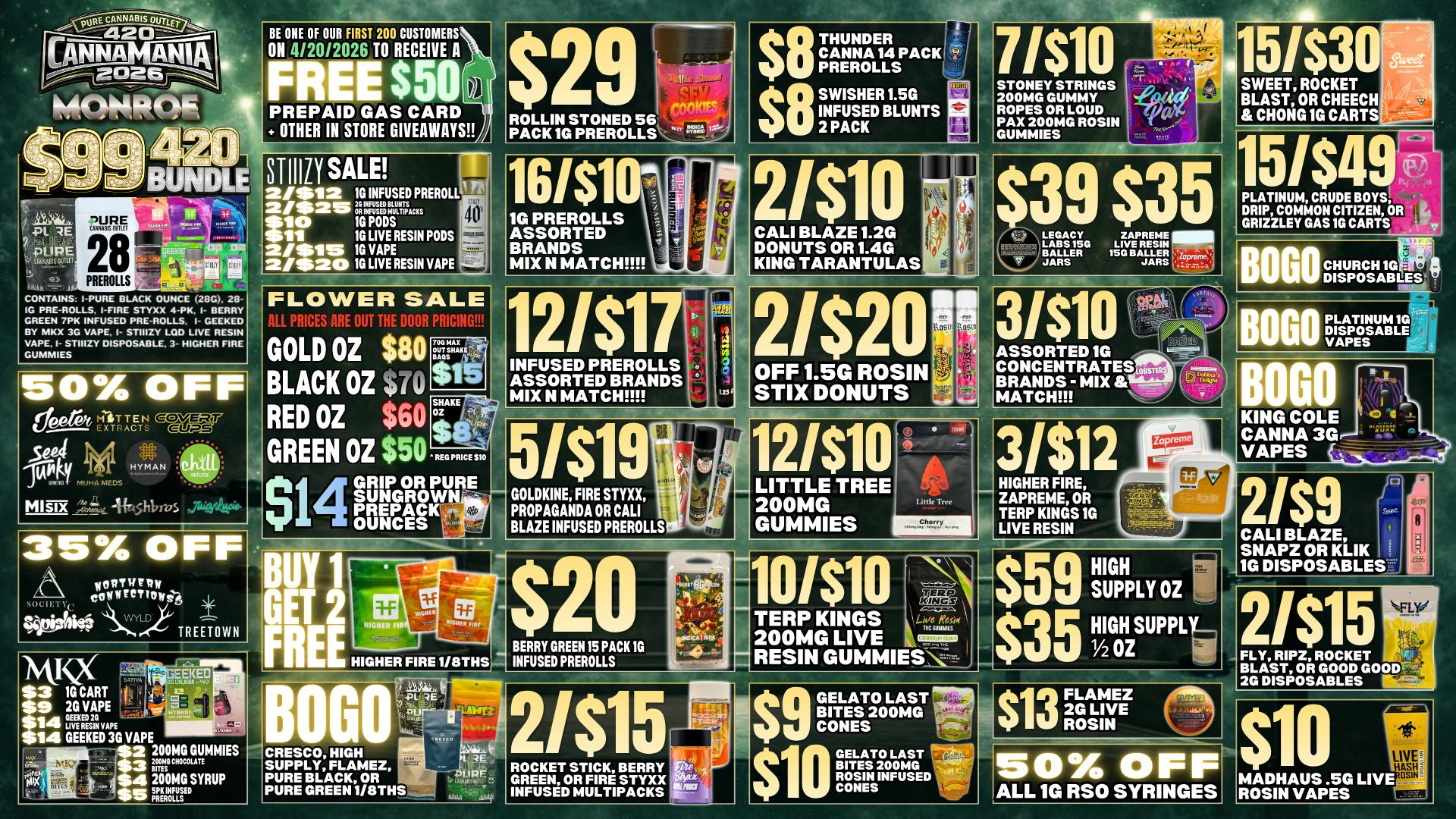 Pure Cannabis Outlet - Monroe 🍃$99 420 BUNDLE🍃50% OFF SELECT BRANDS🍃GIVEAWAYS
