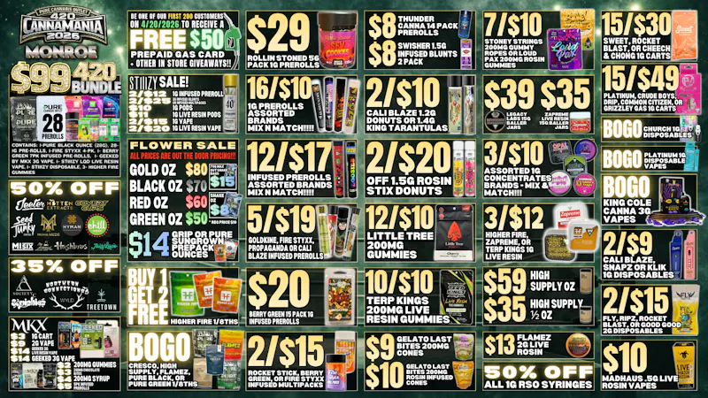 Pure Cannabis Outlet - Monroe 🍃$99 420 BUNDLE🍃50% OFF SELECT BRANDS🍃GIVEAWAYS
