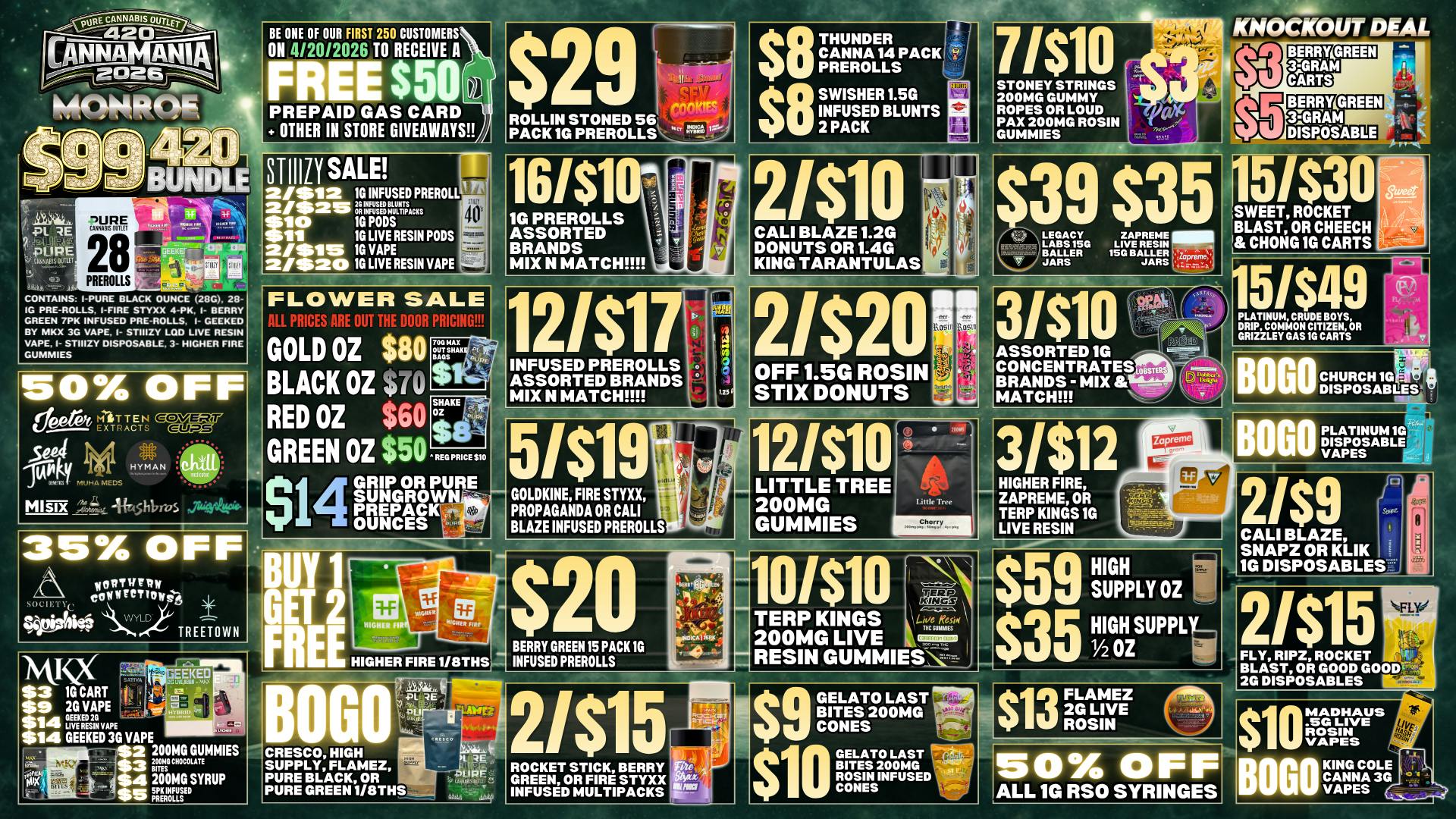 Pure Cannabis Outlet - Monroe 🍃$99 420 BUNDLE🍃50% OFF SELECT BRANDS🍃GIVEAWAYS