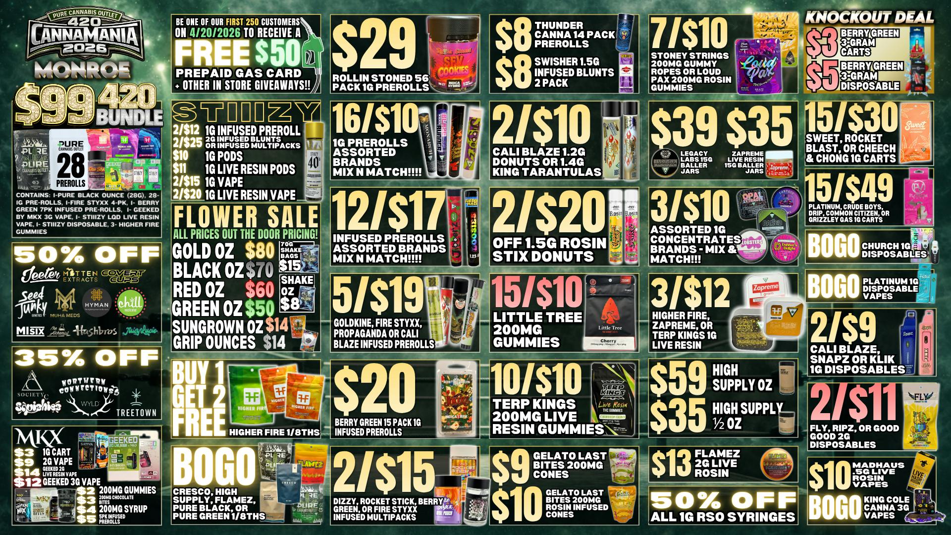 Pure Cannabis Outlet - Monroe 🍃$99 420 BUNDLE🍃50% OFF SELECT BRANDS🍃GIVEAWAYS