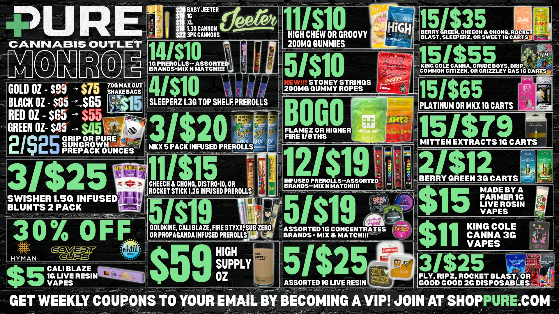 Pure Cannabis Outlet - Monroe FLOWER SALE 🍃 30% OFF SELECT BRANDS 🍃JEETER SALE