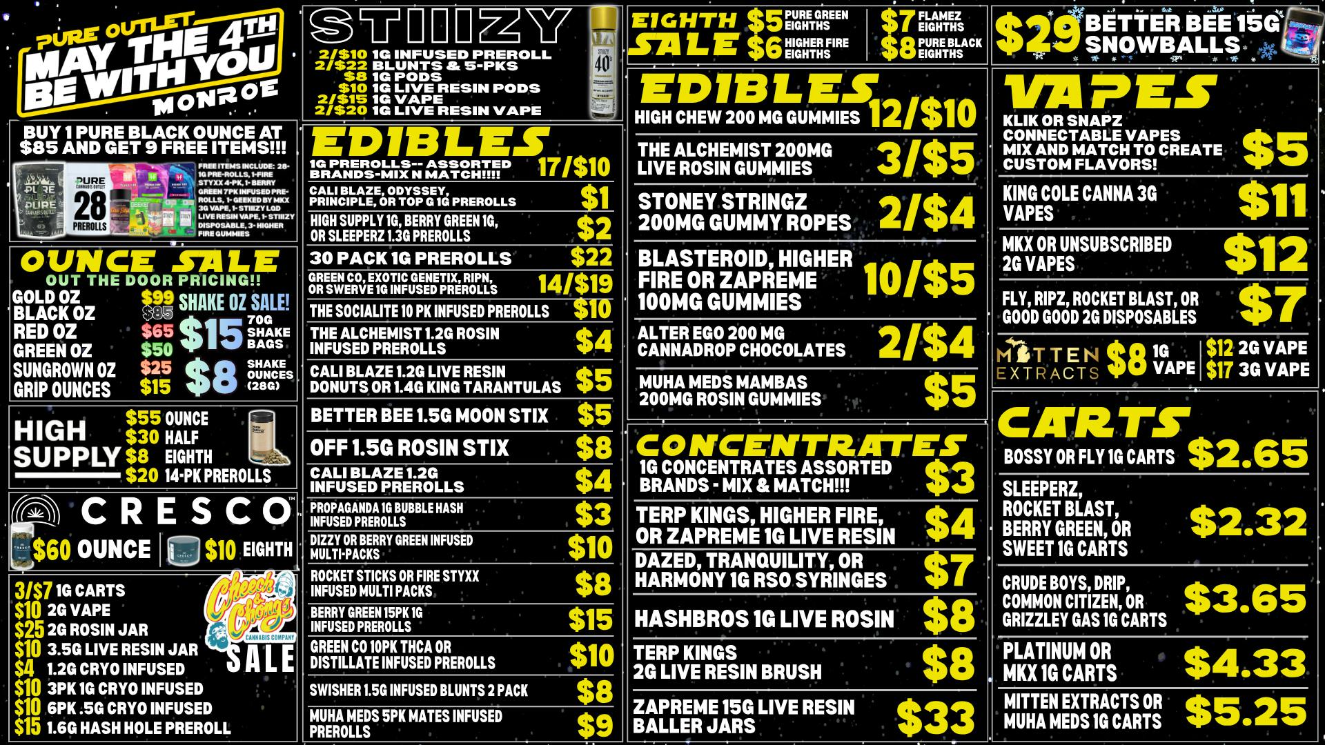 Pure Cannabis Outlet - Monroe ⭐💥 NO 24% TAX INCREASE 🌌 JOIN THE DANK SIDE ⭐💥