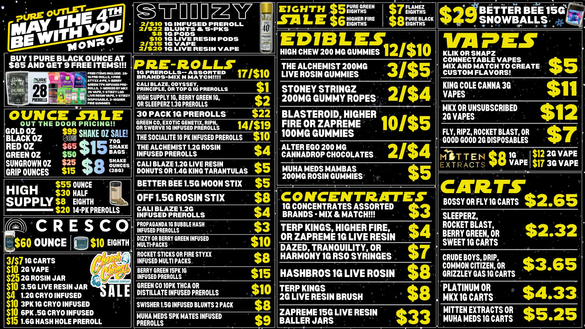 Pure Cannabis Outlet - Monroe ⭐💥 NO 24% TAX INCREASE 🌌 JOIN THE DANK SIDE ⭐💥