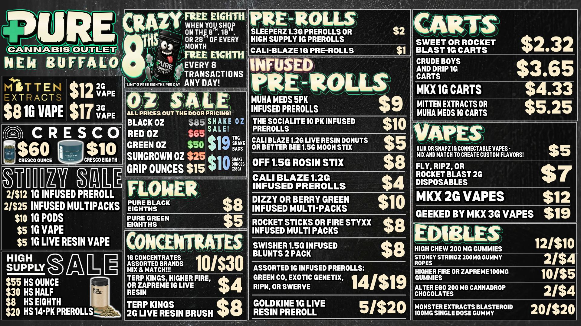 Pure Cannabis Outlet - New Buffalo NO ADDITIONAL TAXES 💥 CRAZY 8THS