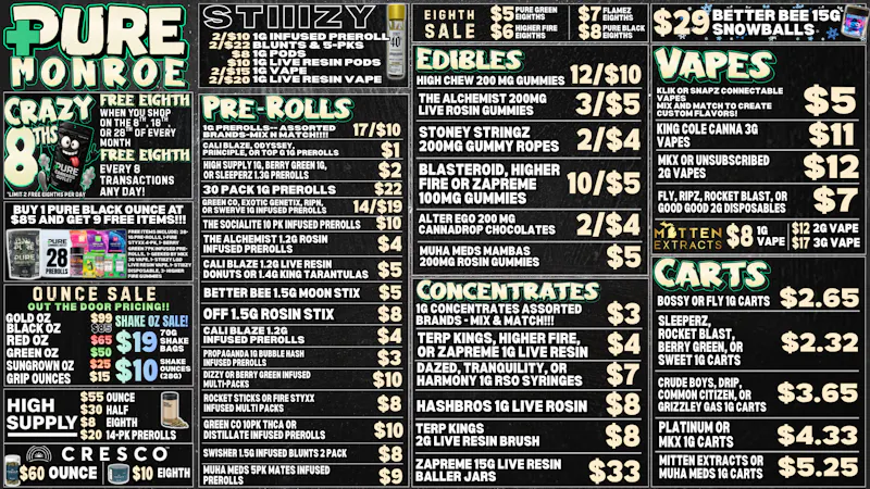 Pure Cannabis Outlet - Monroe NO ADDITIONAL TAXES 💥 CRAZY 8THS IS HERE