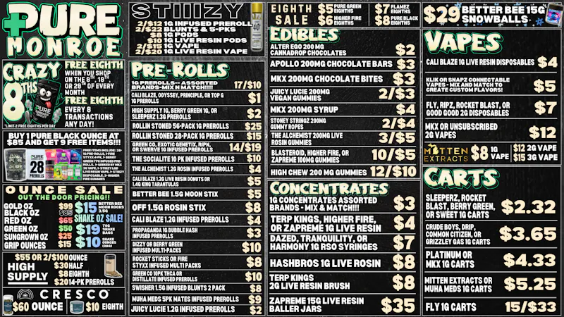 Pure Cannabis Outlet - Monroe 💥CRAZY 8THS IS HERE💥MITTEN EXTRACTS VAPE SALES💥