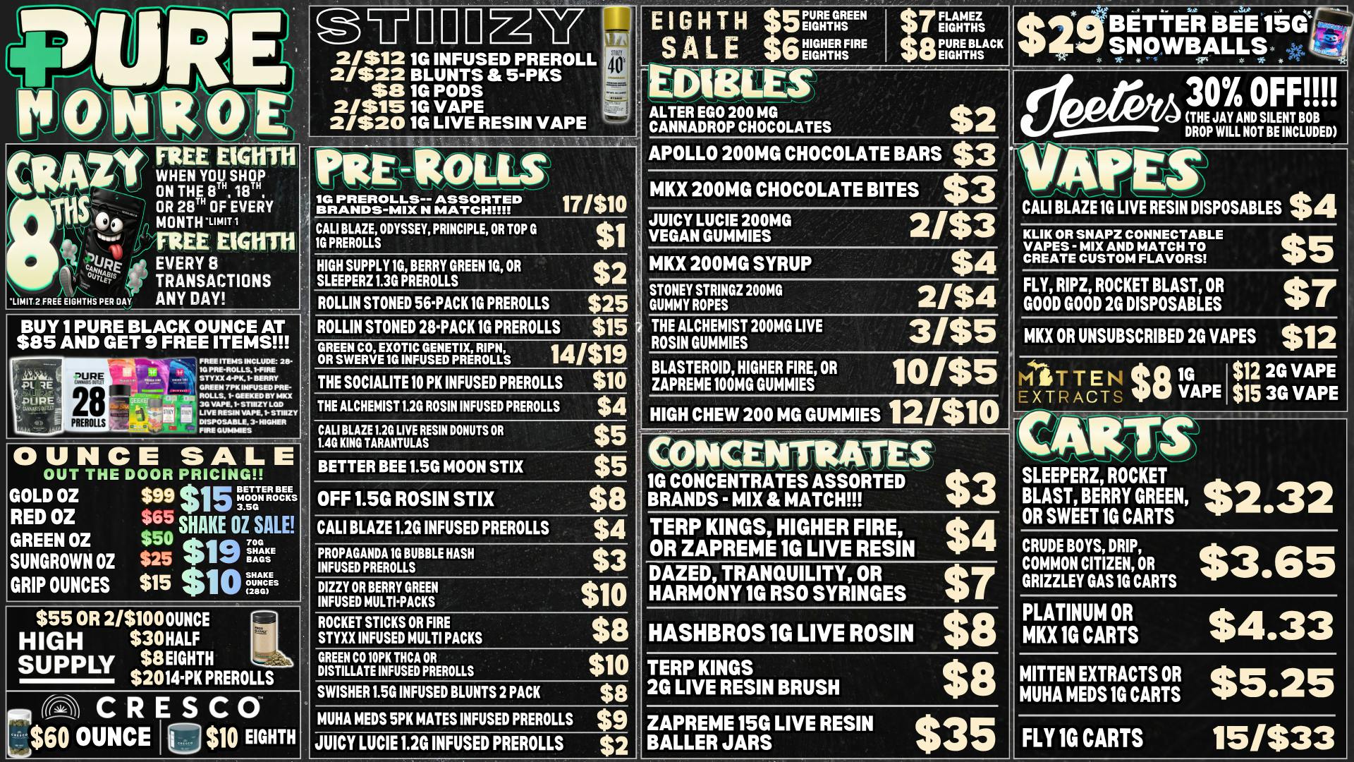 Pure Cannabis Outlet - Monroe 💥CRAZY 8THS IS HERE💥MITTEN EXTRACTS VAPE SALES💥