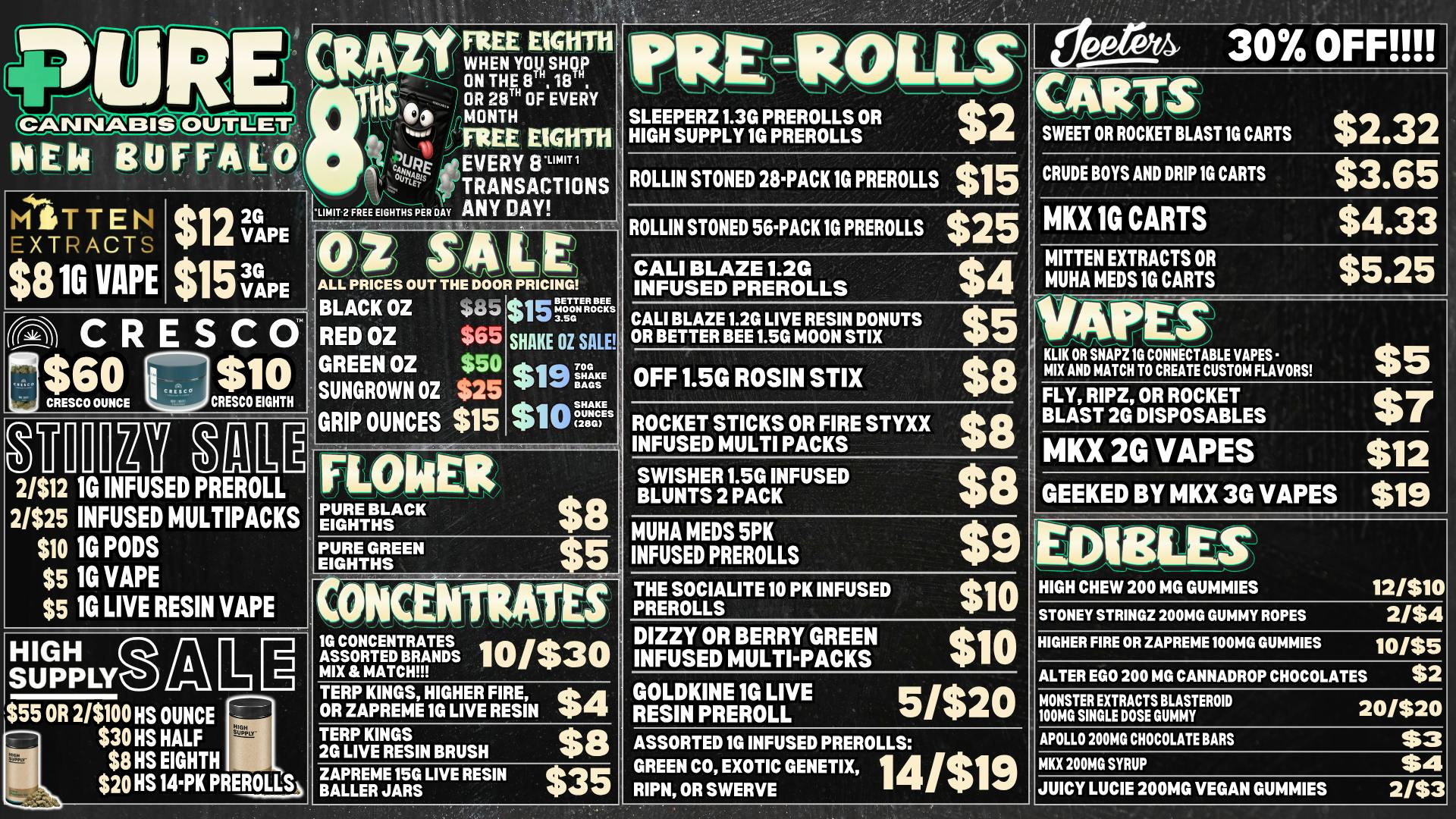 Pure Cannabis Outlet - New Buffalo 💥CRAZY 8THS IS HERE💥MITTEN VAPE SALES💥