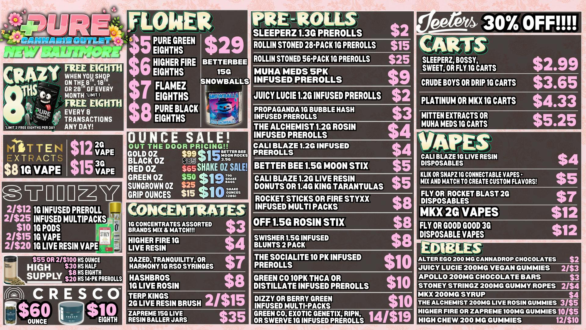 Pure Cannabis Outlet - New Baltimore 💥CRAZY 8THS IS HERE💥MITTEN EXTRACTS VAPE SALES💥