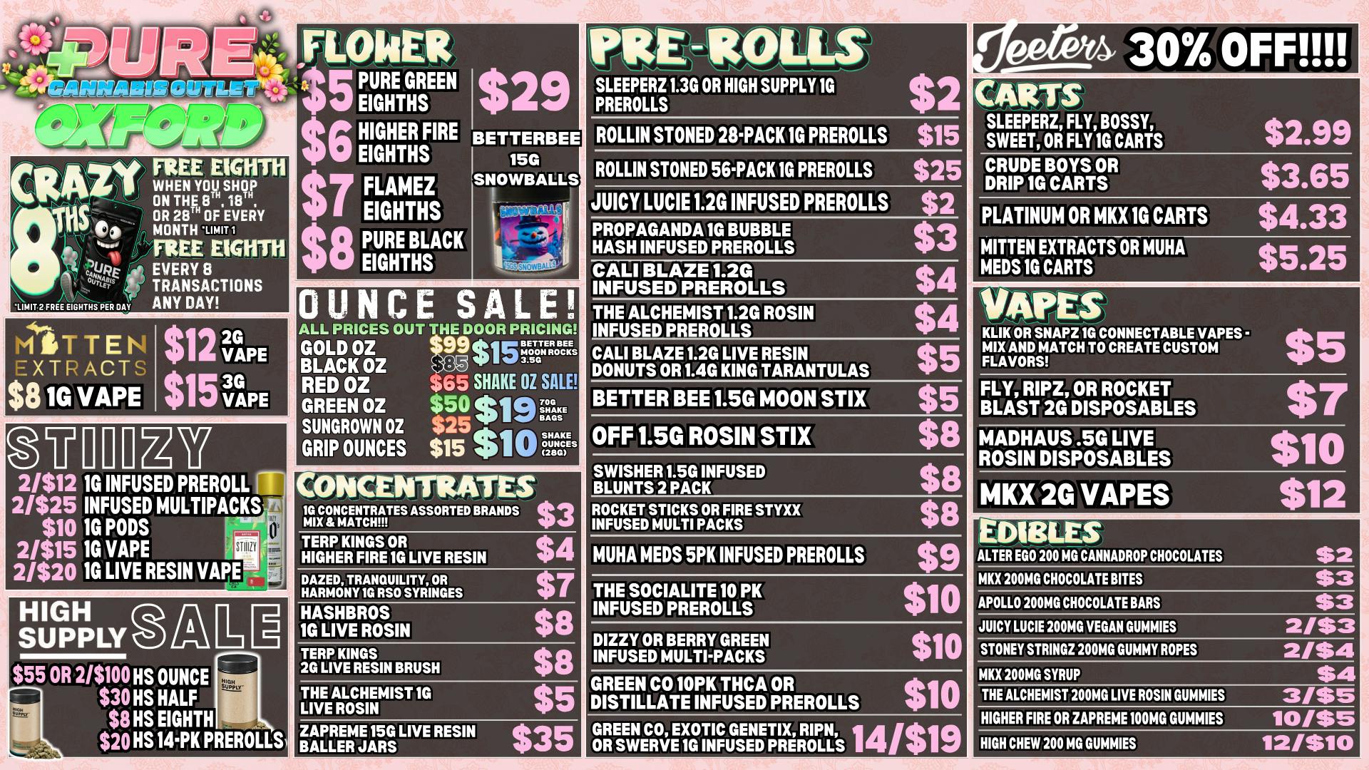 Pure Cannabis Outlet - Oxford 💥CRAZY 8THS IS HERE💥MITTEN EXTRACTS VAPE SALES💥