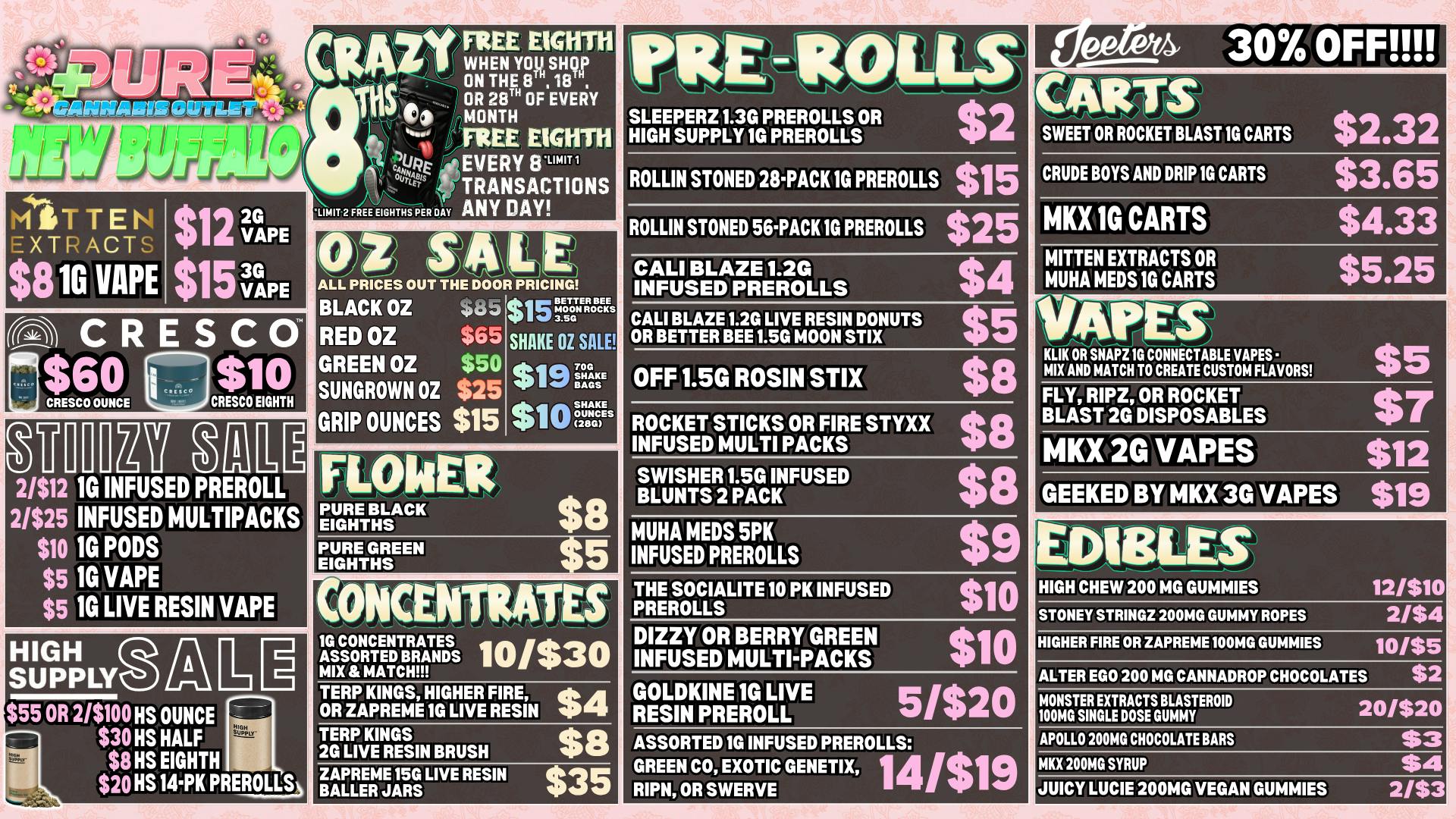 Pure Cannabis Outlet - New Buffalo 💥CRAZY 8THS IS HERE💥MITTEN VAPE SALES💥