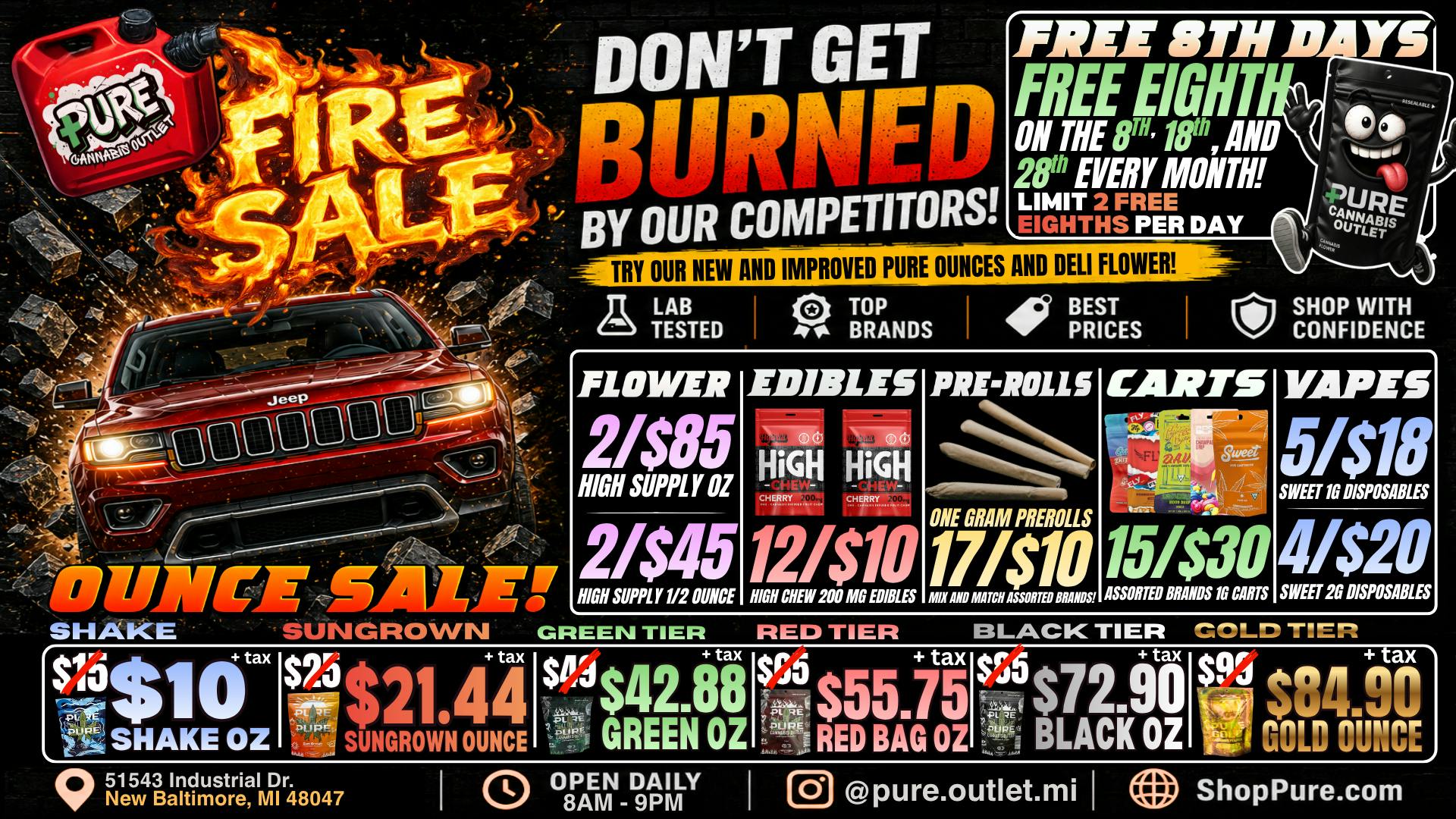 Pure Cannabis Outlet - New Baltimore FIRE SALE 🔥 WERE NOT DONE 🔥 2/$85 HIGH SUPPLY OZ
