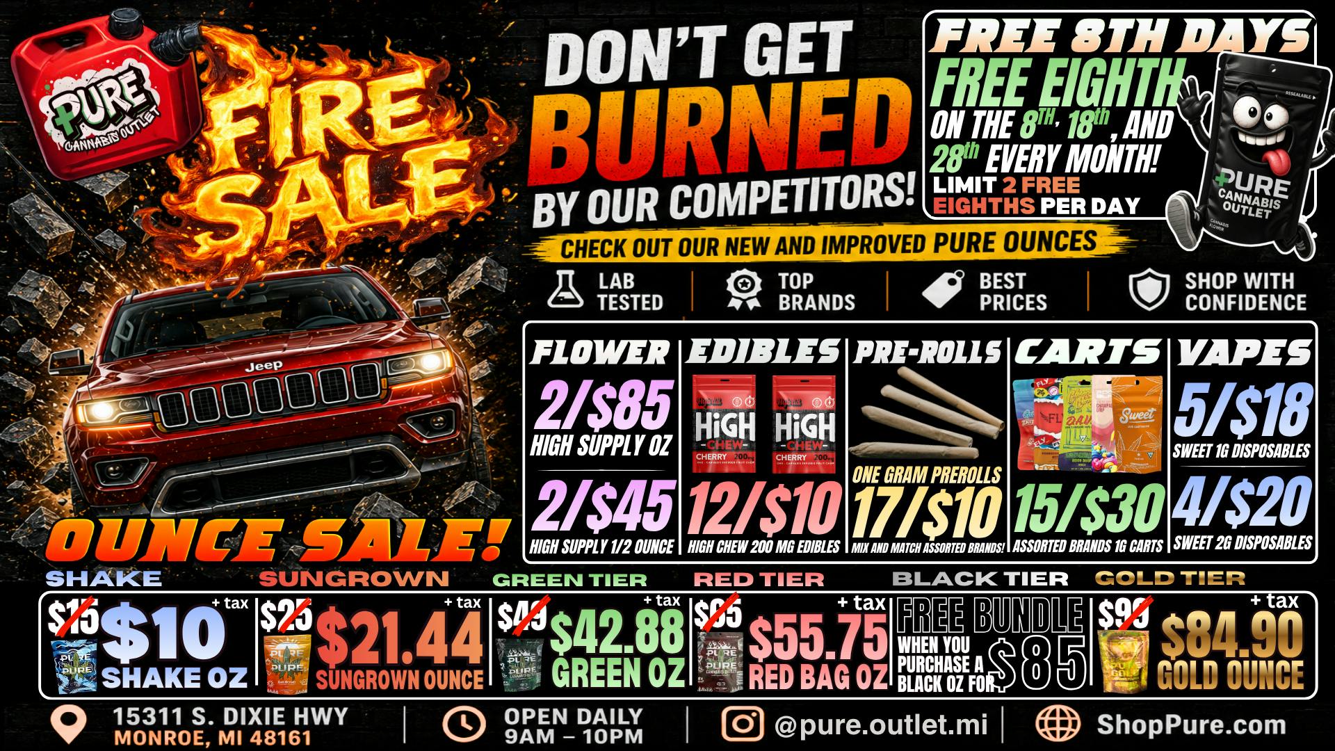 Pure Cannabis Outlet - Monroe FIRE SALE 🔥 WERE NOT DONE 🔥 2/$85 HIGH SUPPLY
