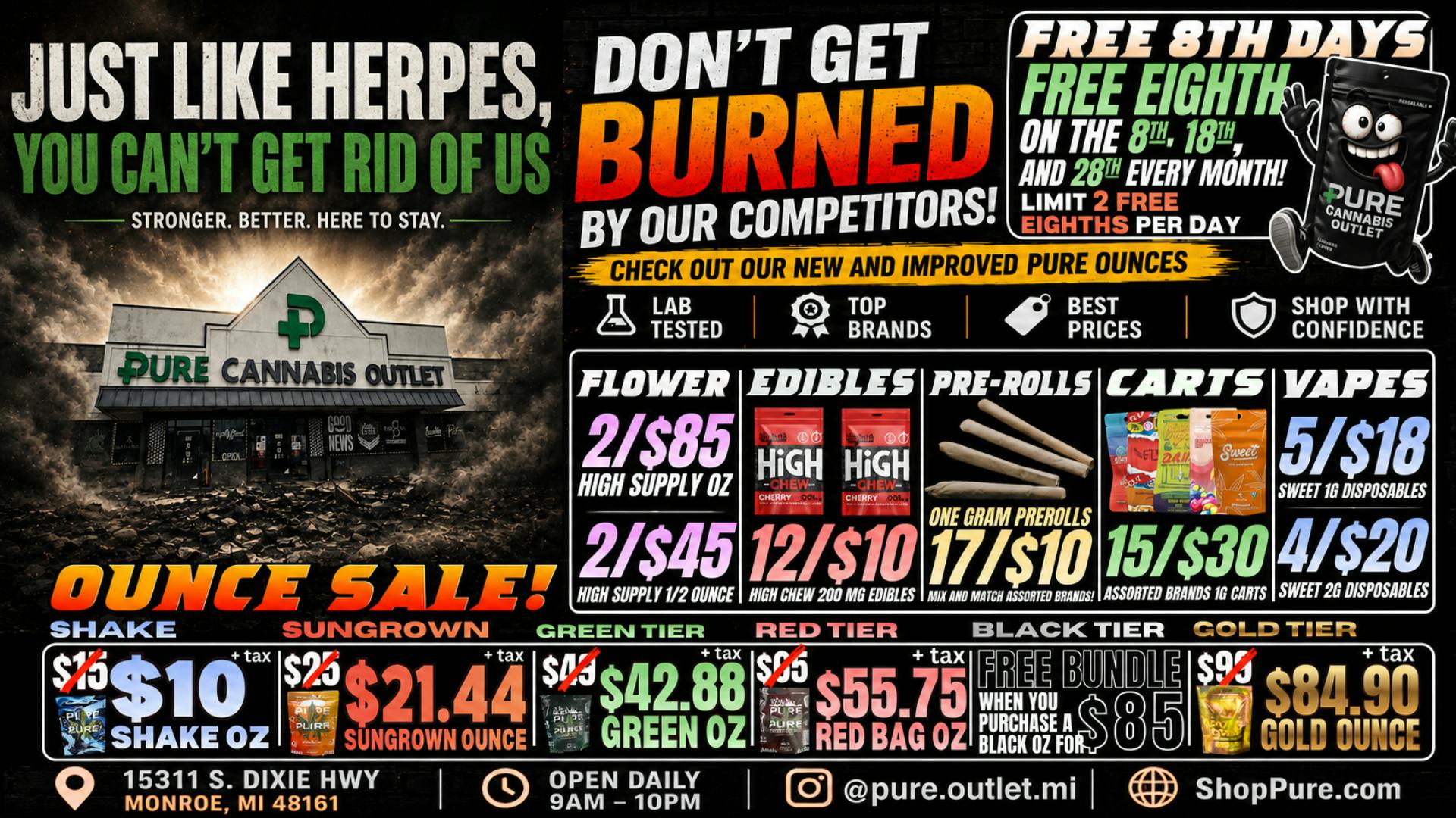 Pure Cannabis Outlet - Monroe 🔥FIRE SALE 🔥 WERE NOT DONE 🔥