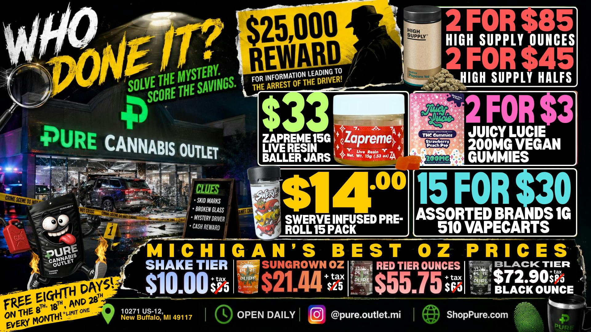 Pure Cannabis Outlet - New Buffalo ⛽️$33 15G BALLER JARS🔥💰$25,000 REWARD💰