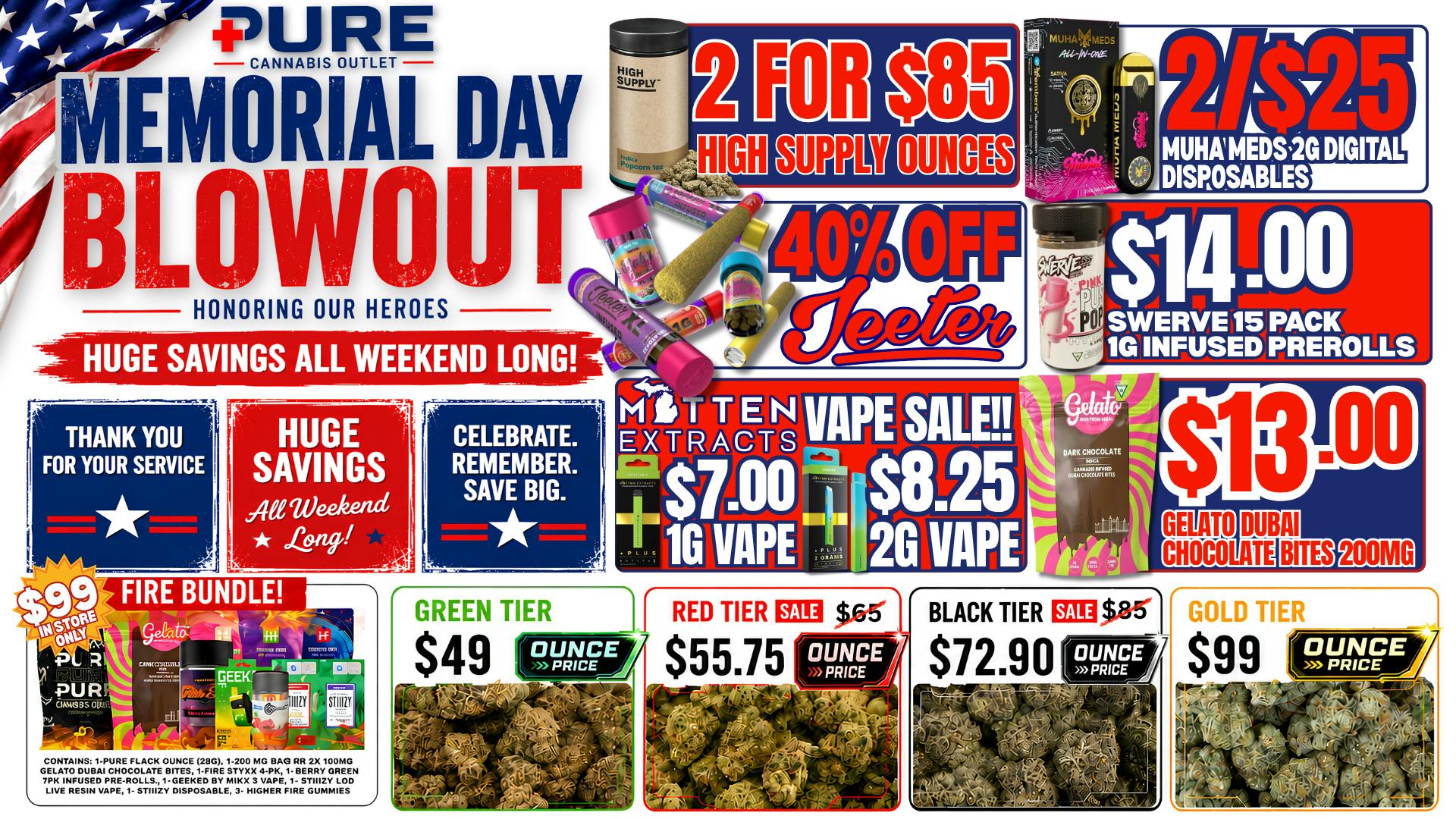 Pure Cannabis Outlet - Monroe 🇺🇸HAPPY MEMORIAL DAY🇺🇸40% OFF ALL JEETERS🇺🇸