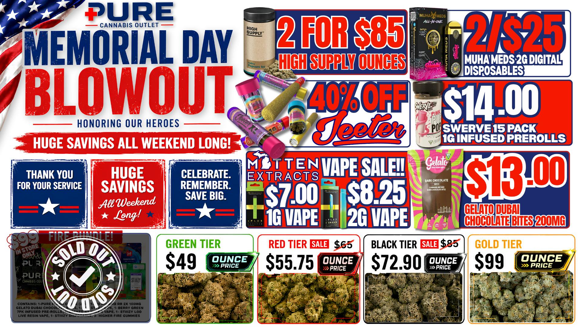 Pure Cannabis Outlet - Monroe 🇺🇸HAPPY MEMORIAL DAY🇺🇸40% OFF ALL JEETERS🇺🇸