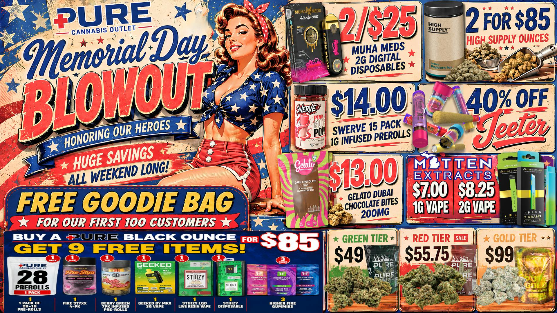 Pure Cannabis Outlet - New Buffalo 🇺🇸MEMORIAL DAY BLOWOUT🇺🇸40% OFF ALL JEETER🇺🇸