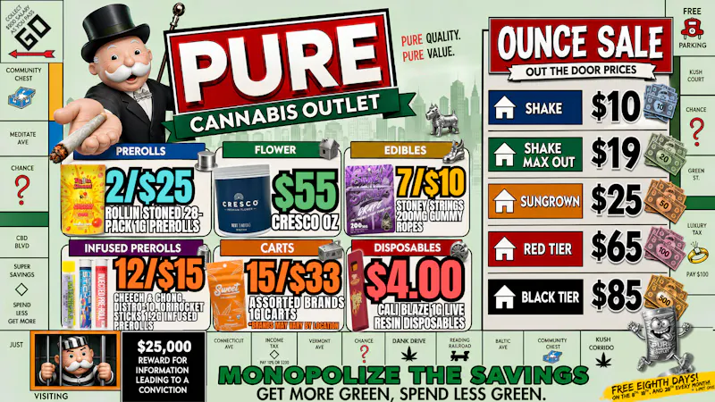 Pure Cannabis Outlet - Monroe $55 CRESCO OUNCE🍃7/$10 STONEY STRINGS GUMMIES🔥