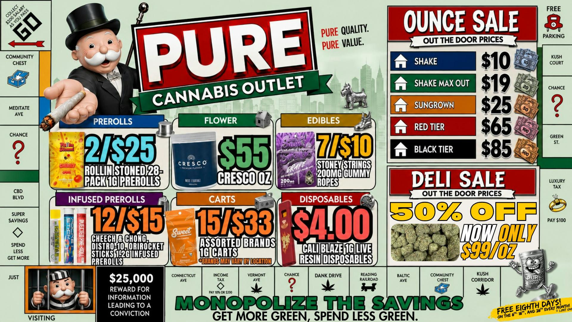 Pure Cannabis Outlet - Oxford $55 CRESCO OUNCE🍃7/$10 STONEY STRINGS GUMMIES🔥