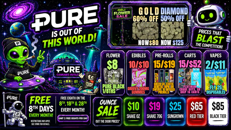 Pure Cannabis Outlet - New Baltimore $8 PURE BLACK 8THS👽10/$10 GROOVY 200MG GUMMIES