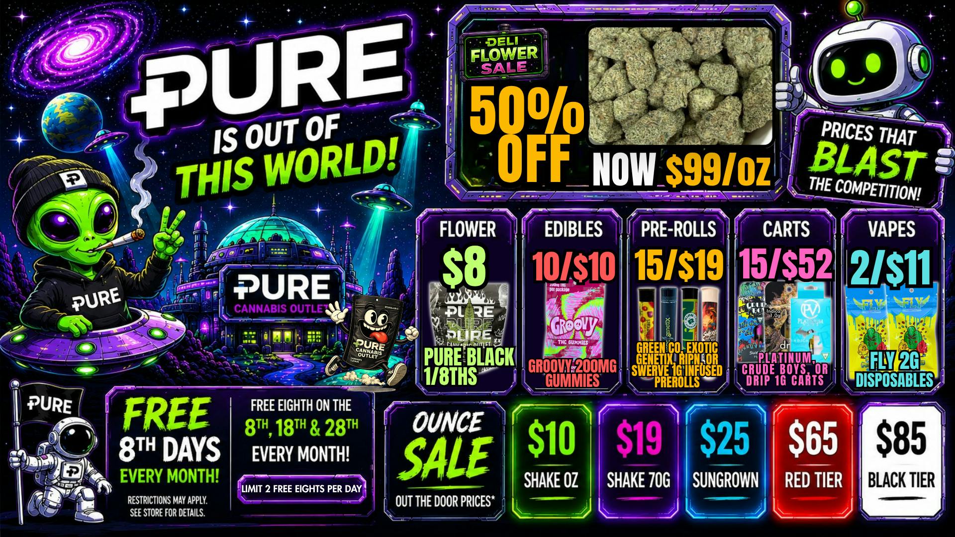 Pure Cannabis Outlet - Oxford 🍃DELI FLOWER SALE🍃👽$8 PURE BLACK 8THS