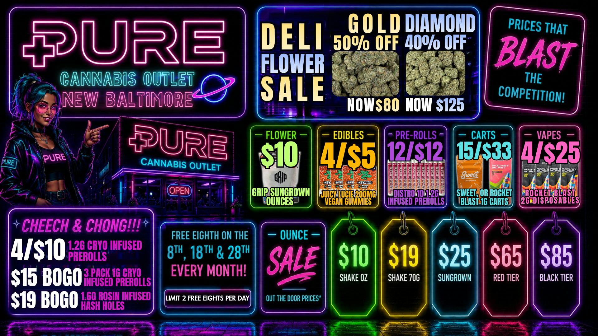 Pure Cannabis Outlet - New Baltimore ⭐️CHEECH & CHONG SALE⭐️ 40-50% OFF DELI FLOWER🍃