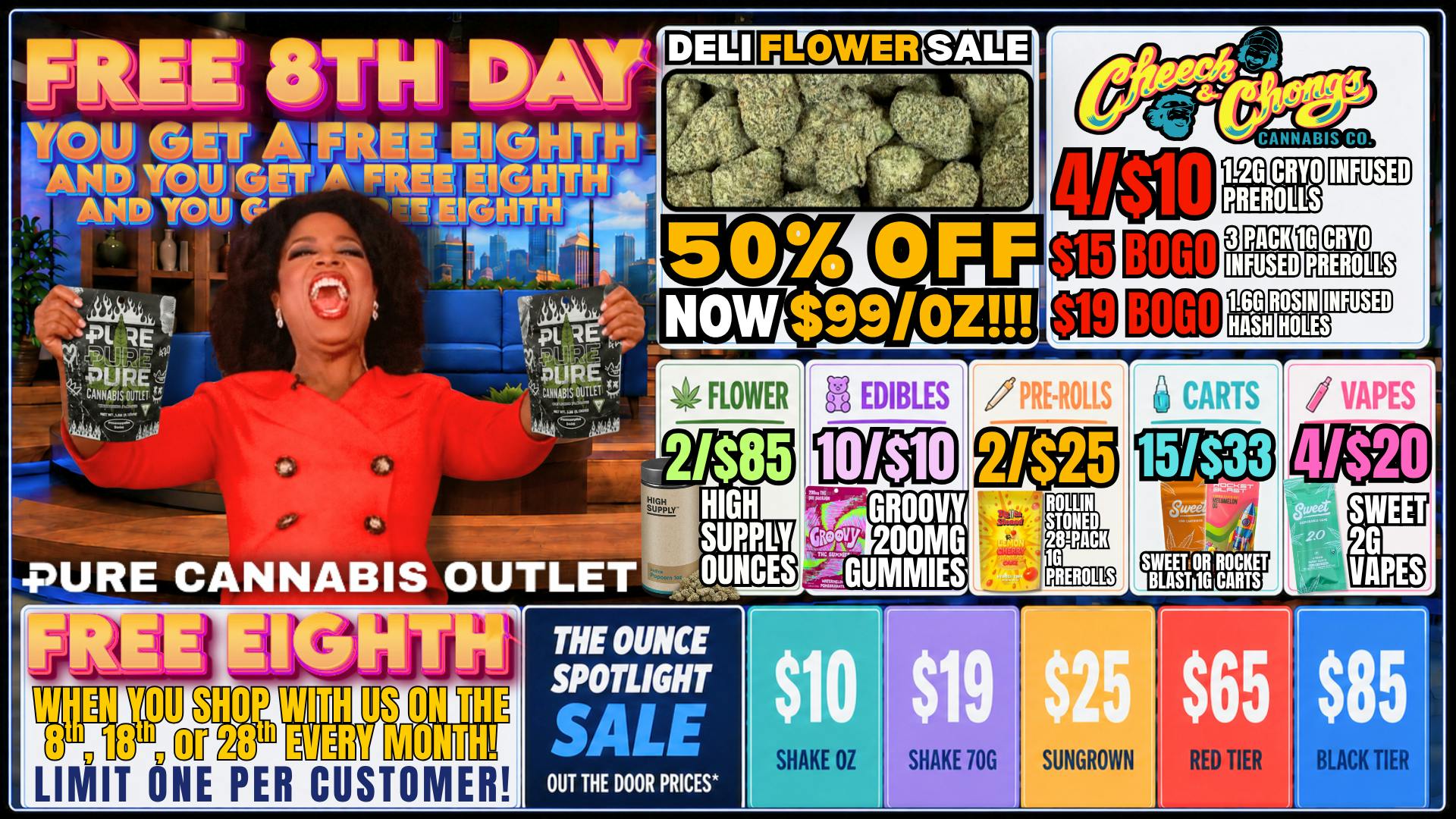 Pure Cannabis Outlet Delivery ⭐️🍃FREE 8THS DAY!! 🍃STOP IN FOR YOUR FREE 8TH🍃