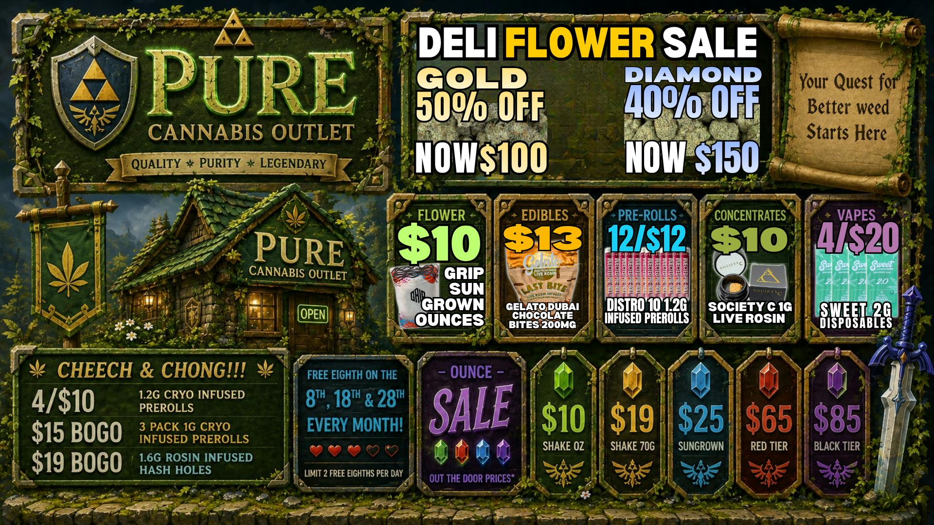 Pure Cannabis Outlet - New Baltimore CHEECH & CHONG SALE😮‍💨$10 SOCIETYC 1G LIVE ROSIN