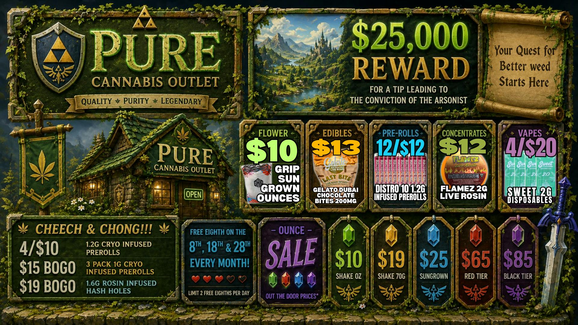 Pure Cannabis Outlet - New Buffalo 😮‍💨CHEECH & CHONG SALE😮‍💨$10 GRIP SUNGROWN OZ