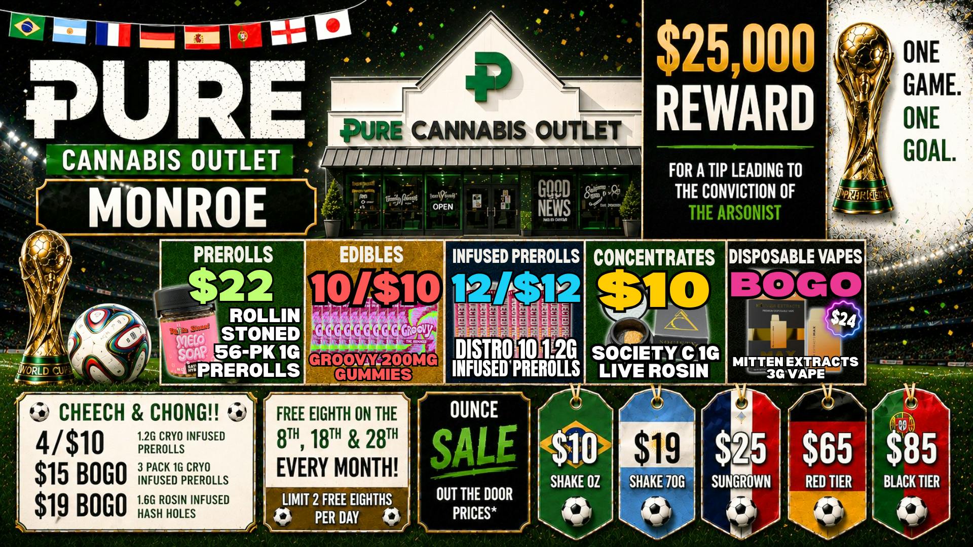 Pure Cannabis Outlet - Monroe CHEECH & CHONG SALE⚽️$10 SOCIETY C 1G LIVE ROSIN