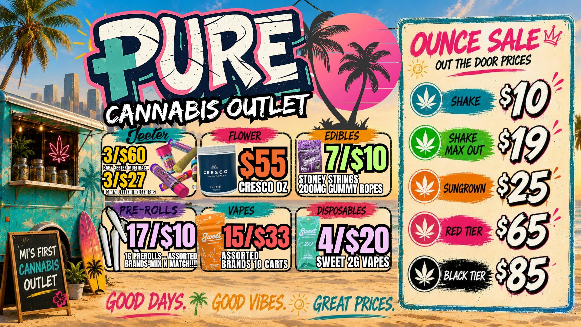 Pure Cannabis Outlet - Monroe 🌴BABY JEETERS 3/$60 🌴 1G JEETERS 3/$27🌴