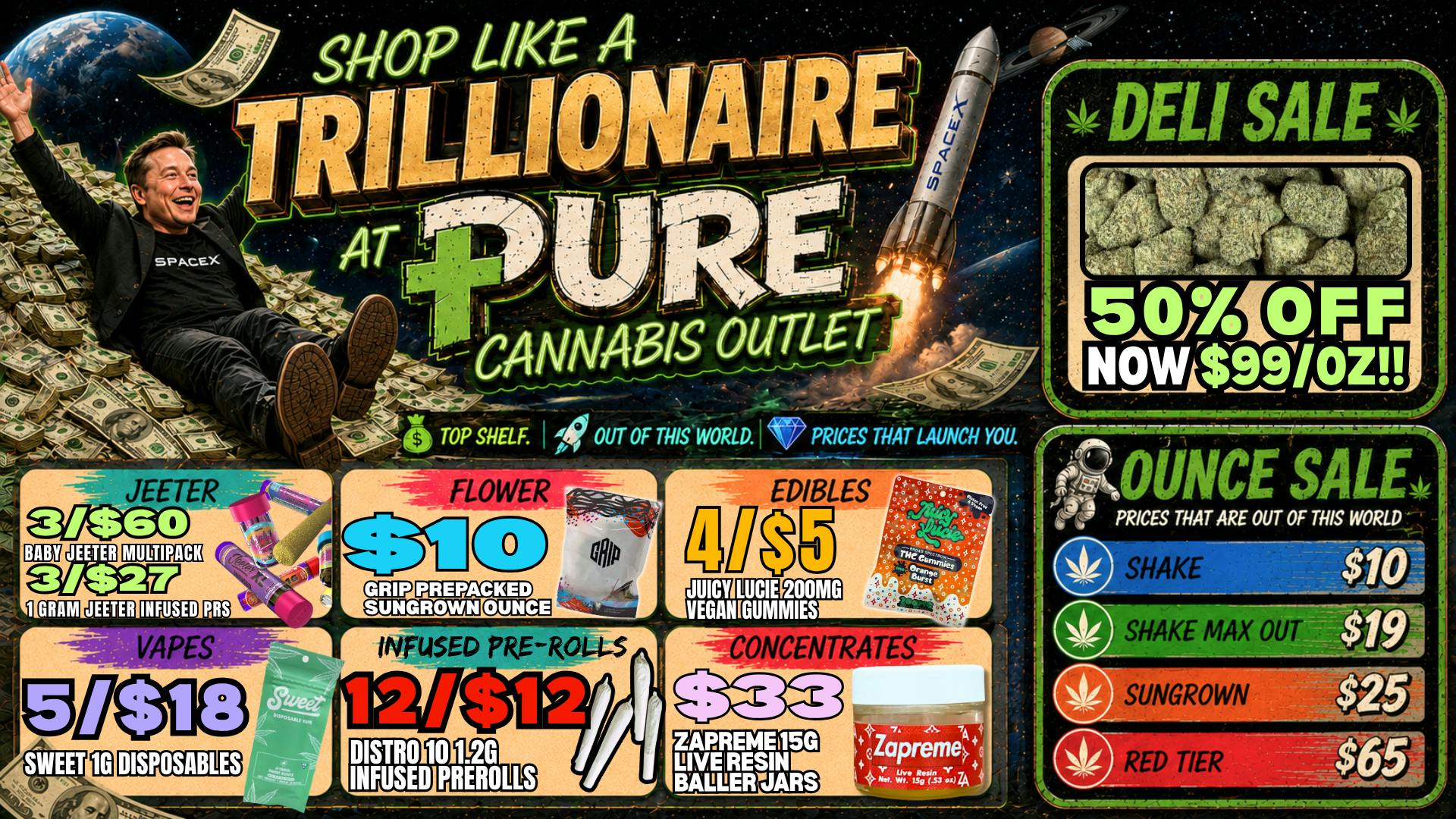 Pure Cannabis Outlet - Oxford 💵JEETER SALE💵🍃50% OFF DELI FLOWER SALE🍃