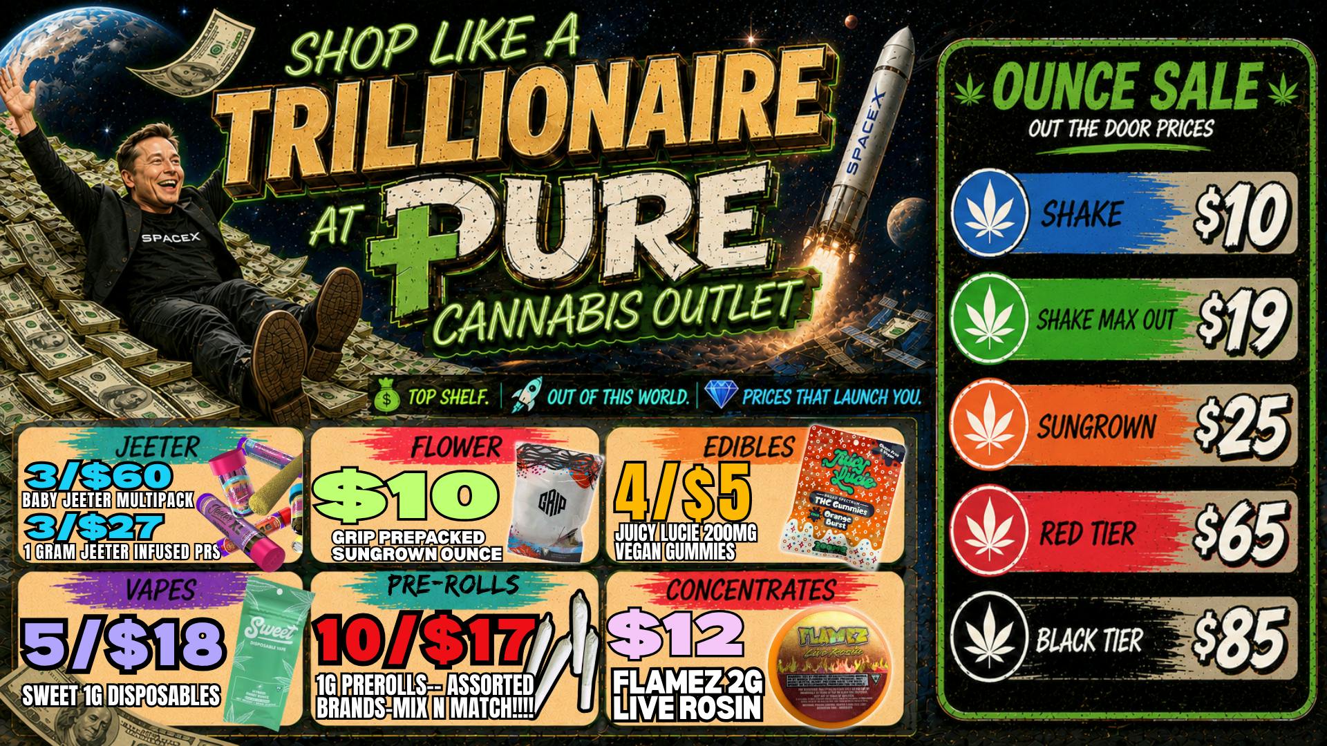 Pure Cannabis Outlet - Monroe JEETER SALE🔥3/$27 1G JEETERS🔥3/$60 BABY JEETERS