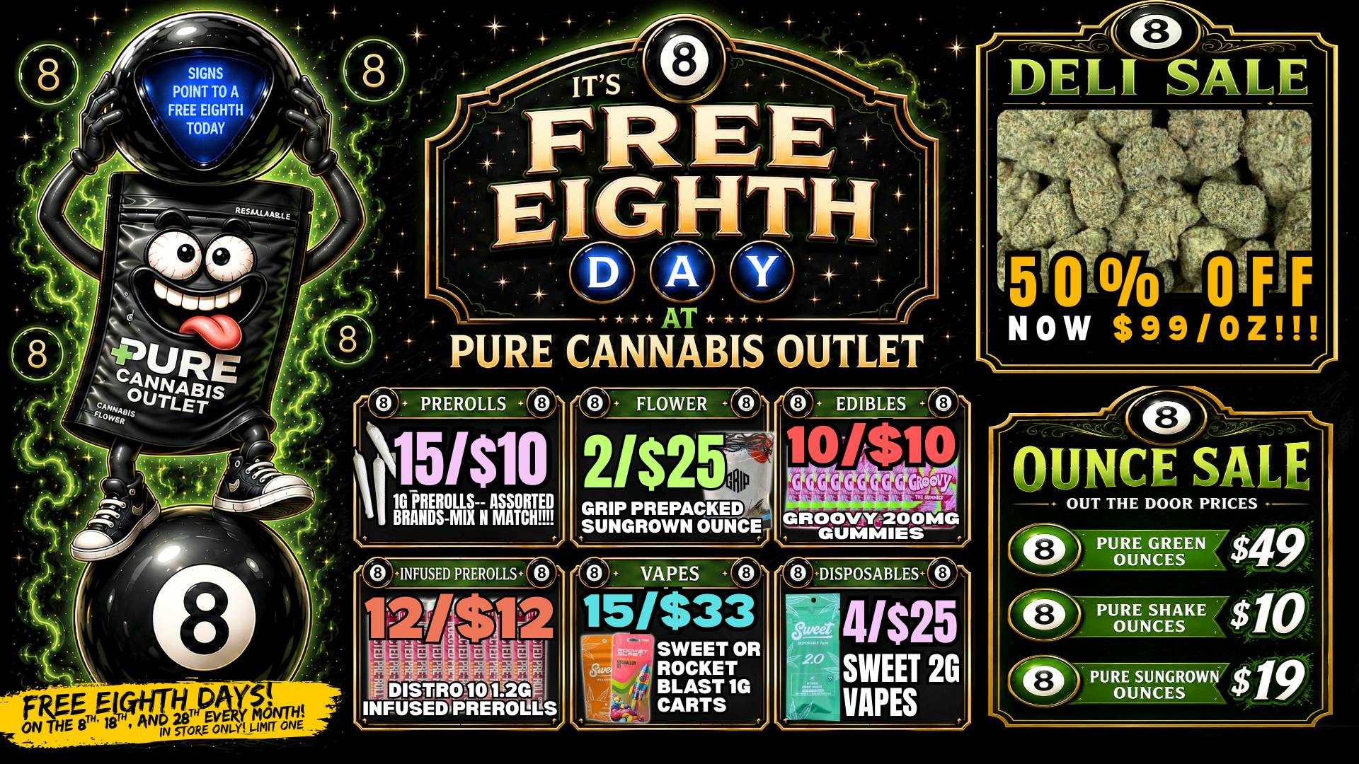 Pure Cannabis Outlet - Oxford FREE EIGHTH DAY 🎱 50% OFF DELI