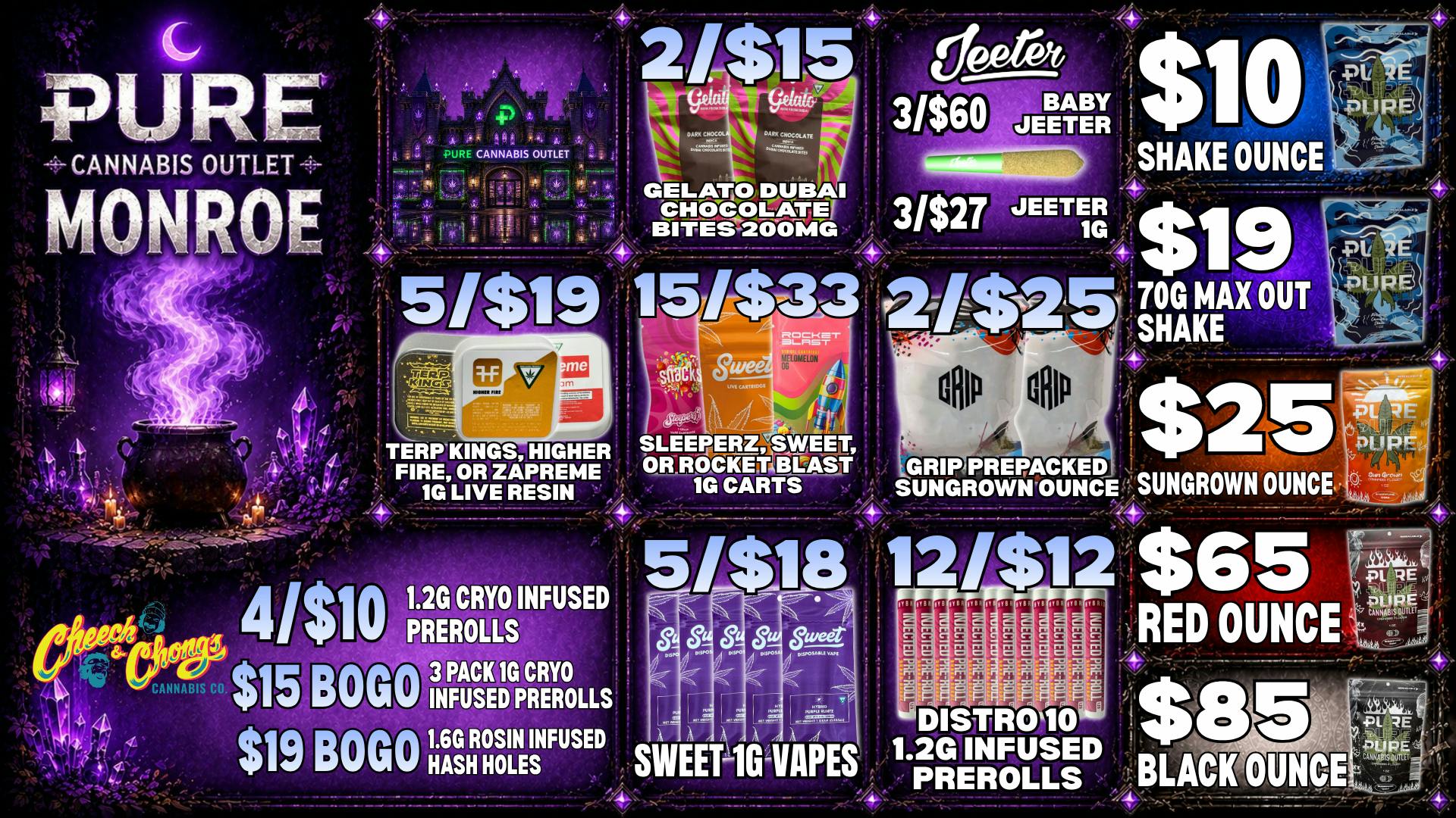Pure Cannabis Outlet - Monroe 🔥 CHEECH & CHONG BOGOS + JEETER SALE 💸