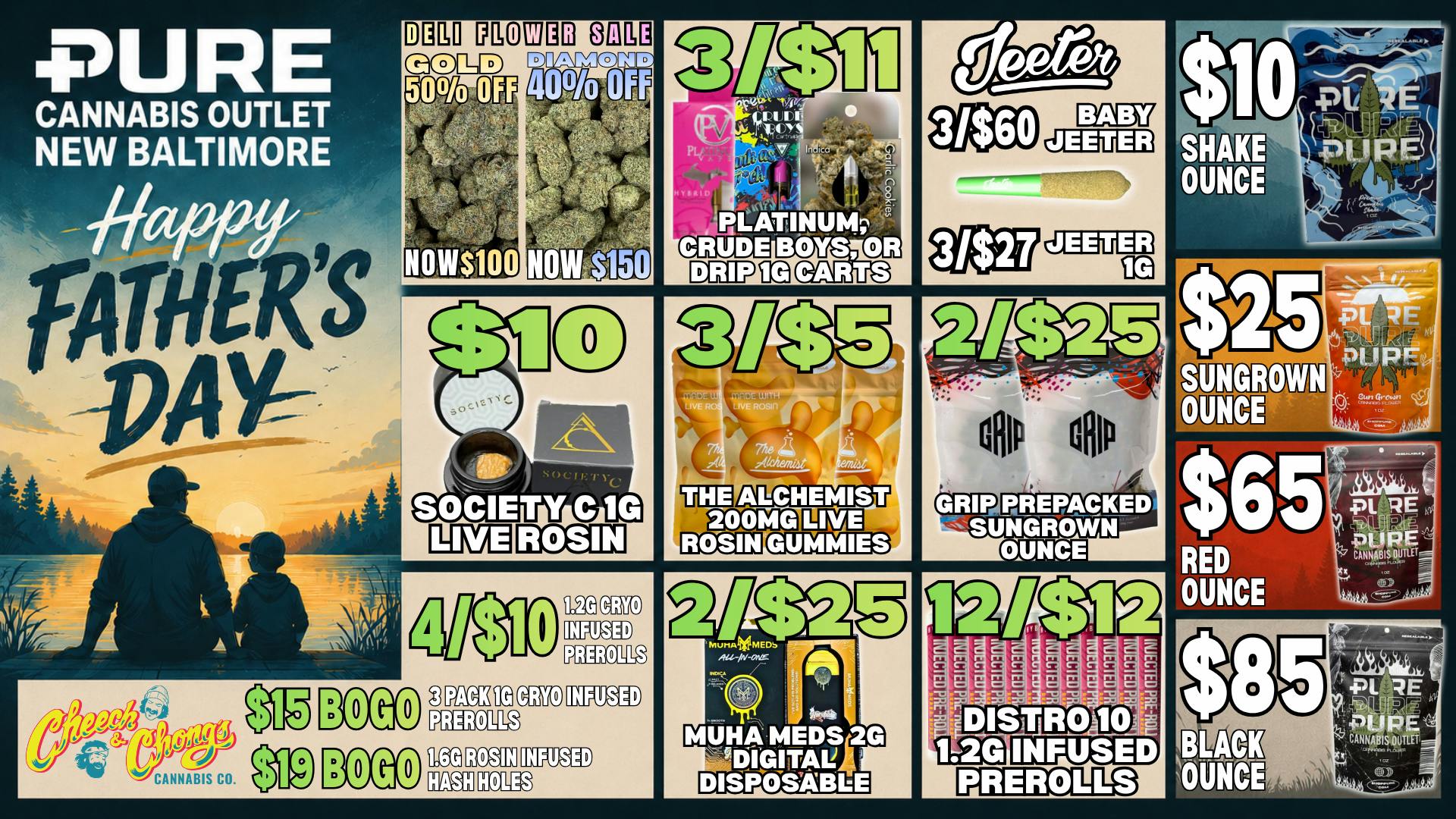 Pure Cannabis Outlet - New Baltimore HAPPY FATHER'S DAY👔CHEECH & CHONG + JEETER SALES!