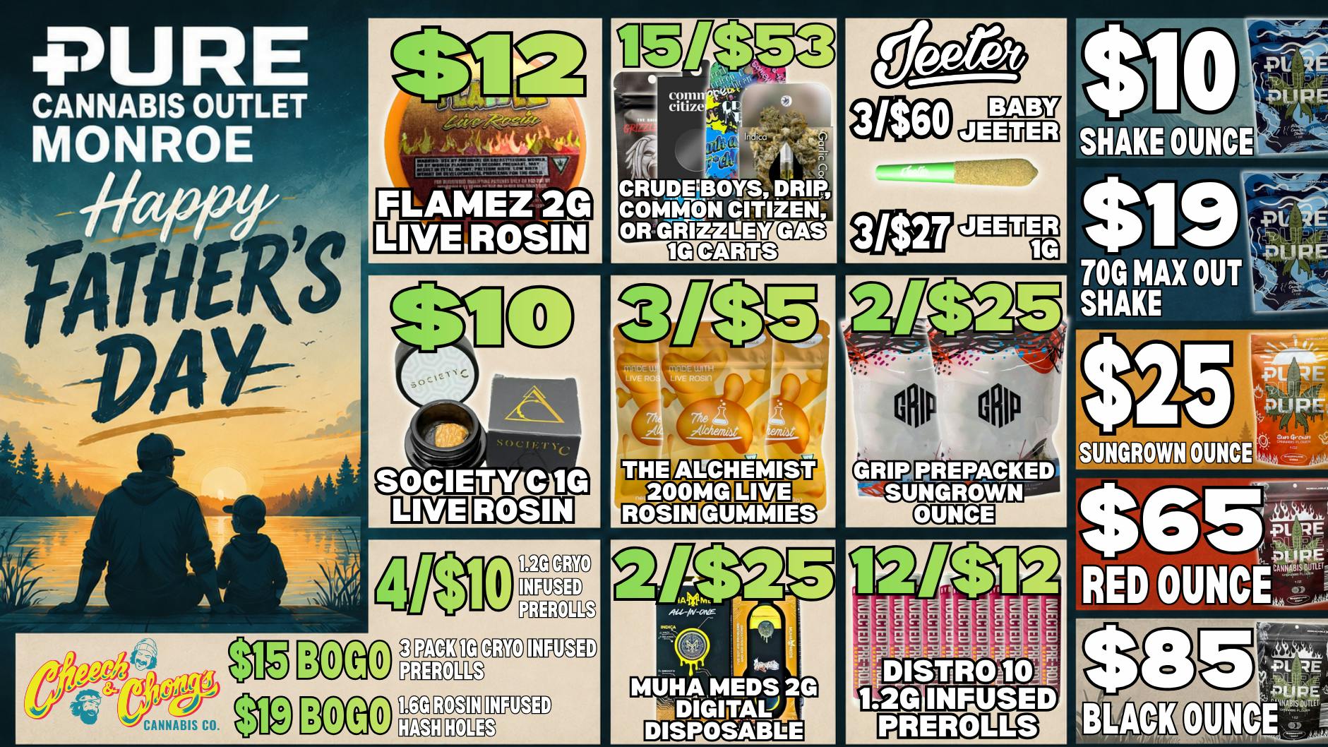Pure Cannabis Outlet - Monroe 👔 HAPPY FATHER'S DAY 👔 CHEECH & CHONG SALE 💨 💨