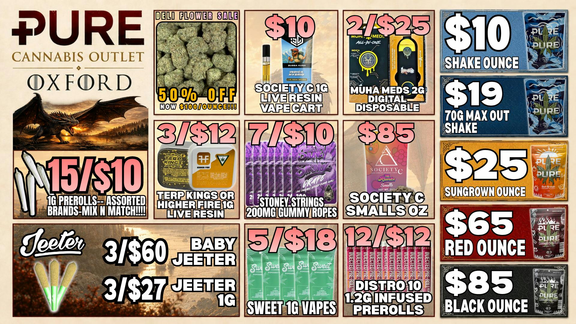 Pure Cannabis Outlet - Oxford 🔥JEETER + CHEECH & CHONG DEALS • 50% OFF DELI 🐉