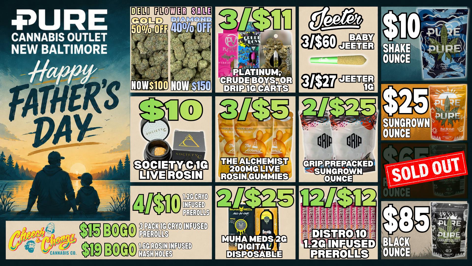 Pure Cannabis Outlet - New Baltimore HAPPY FATHER'S DAY👔CHEECH & CHONG + JEETER SALES!