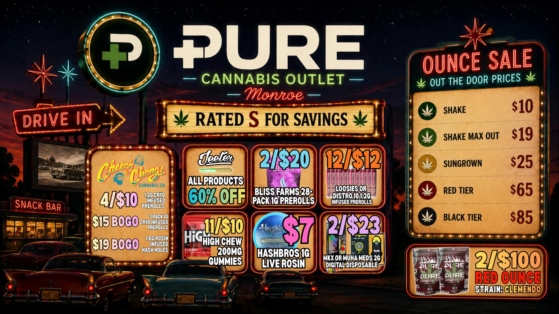 Pure Cannabis Outlet - Monroe 60% OFF ALL JEETERS🍿NOW SHOWING: MASSIVE SAVINGS