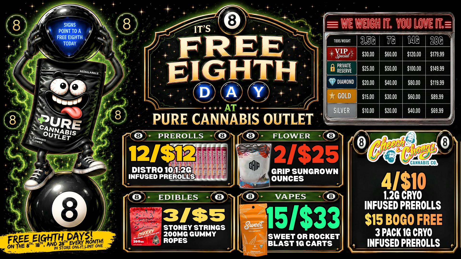 Pure Cannabis Outlet - New Buffalo 🎱 FREE EIGHTH DAY AT PURE NEW BUFFALO!
