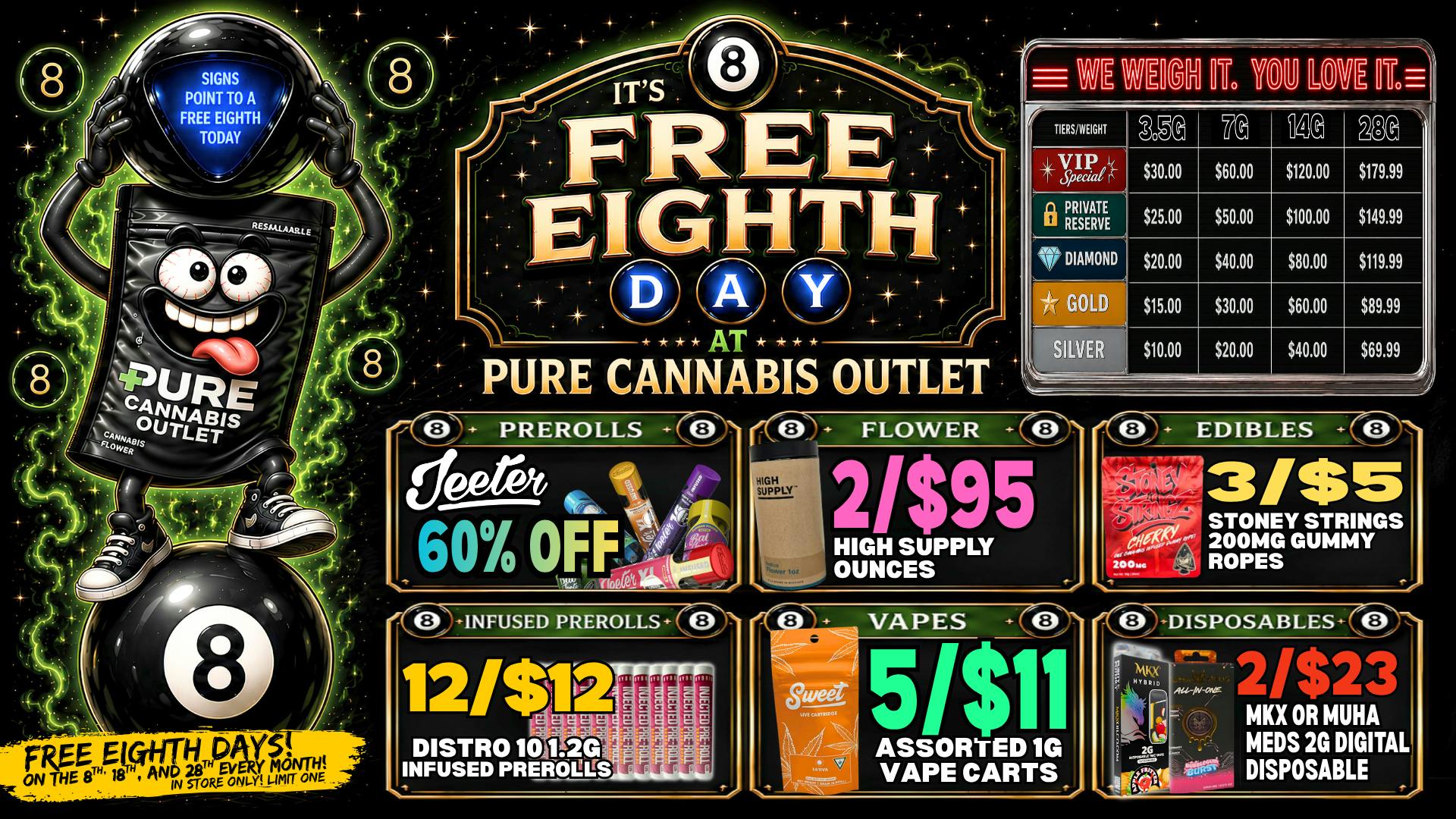 Pure Cannabis Outlet - Warren 🎱 FREE EIGHTH DAY AT PURE WARREN!