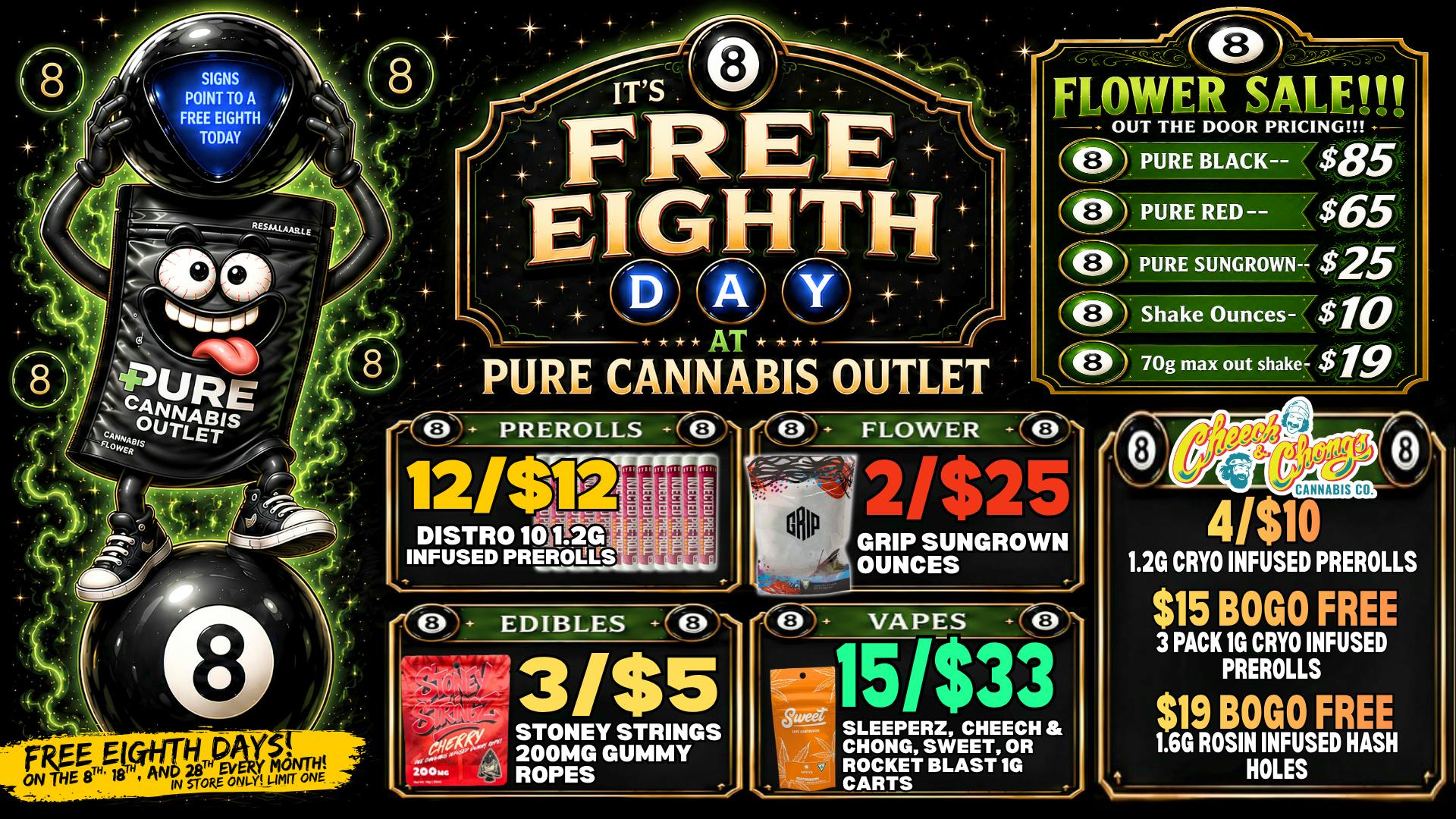 Pure Cannabis Outlet - Monroe 🎱 FREE EIGHTH DAY AT PURE MONROE!