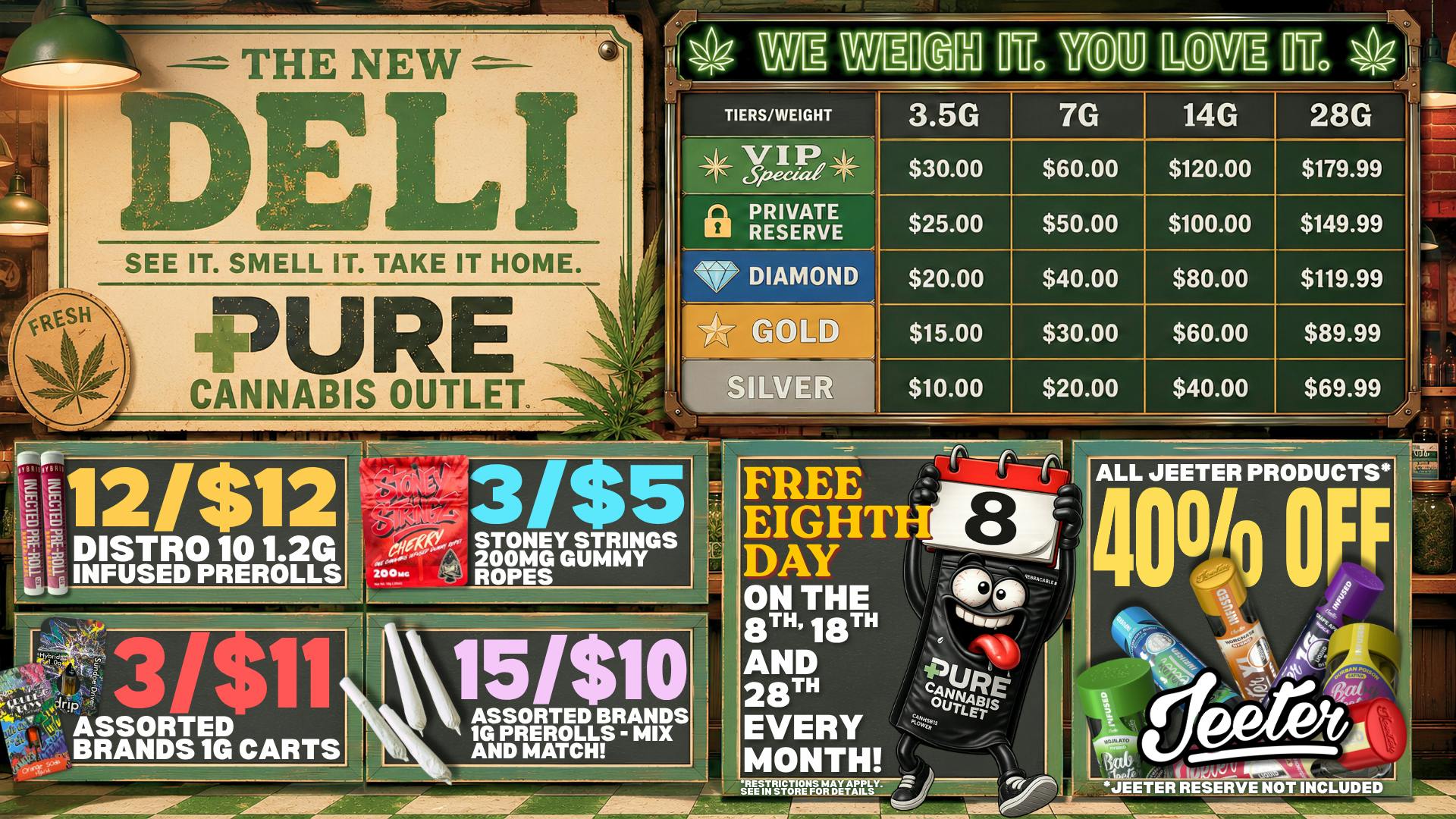 Pure Cannabis Outlet Delivery 🔥 40% OFF ALL JEETER 🔥 FRESH DELI FLOWER IS HERE