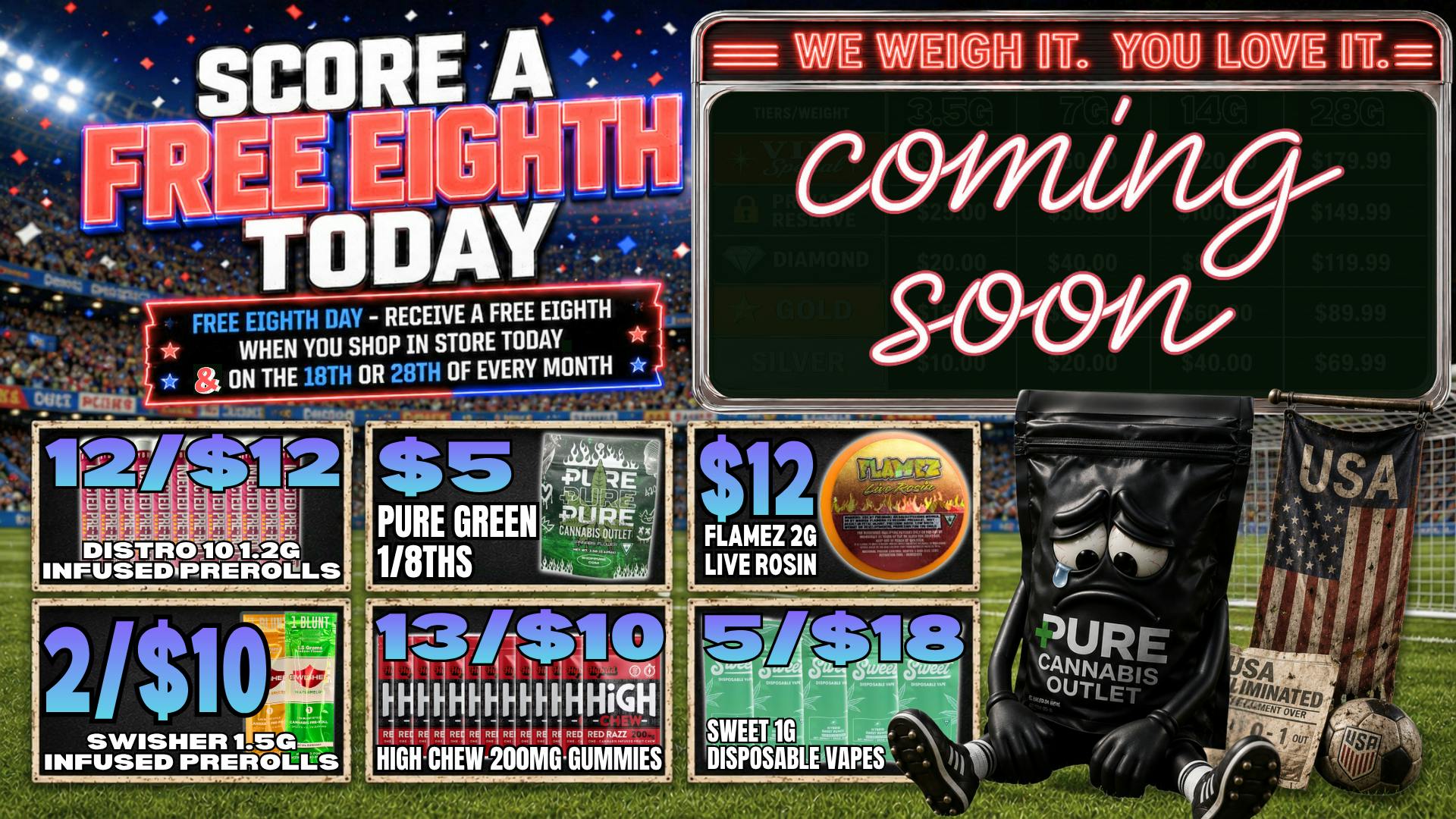 Pure Cannabis Outlet - Monroe ⚽ FREE EIGHTH DAY + $12 2G LIVE ROSIN 🔥