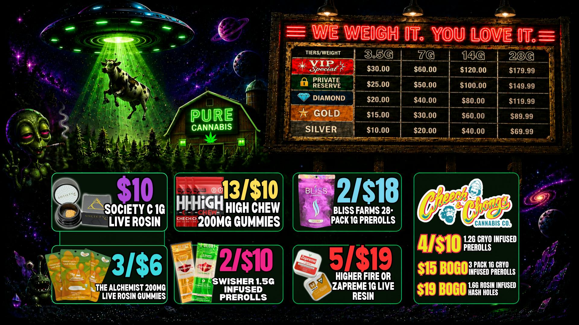 Pure Cannabis Outlet - Monroe ABDUCT THE BEST DEALS 🛸 15/$33 CARTS 👽